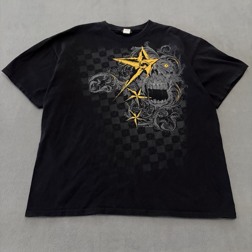 Hybrid Graphic Tshirt Mens XLarge Black Star Skulls Gothic Grunge Y2K Vintage
